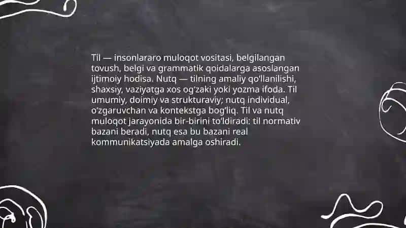 Til va nutq munosabati. Til va nutq birliklari 3