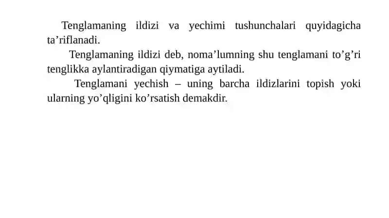 Maktab matematika kursida tenglamalar va tengsizliklar haqida ta’limot 3