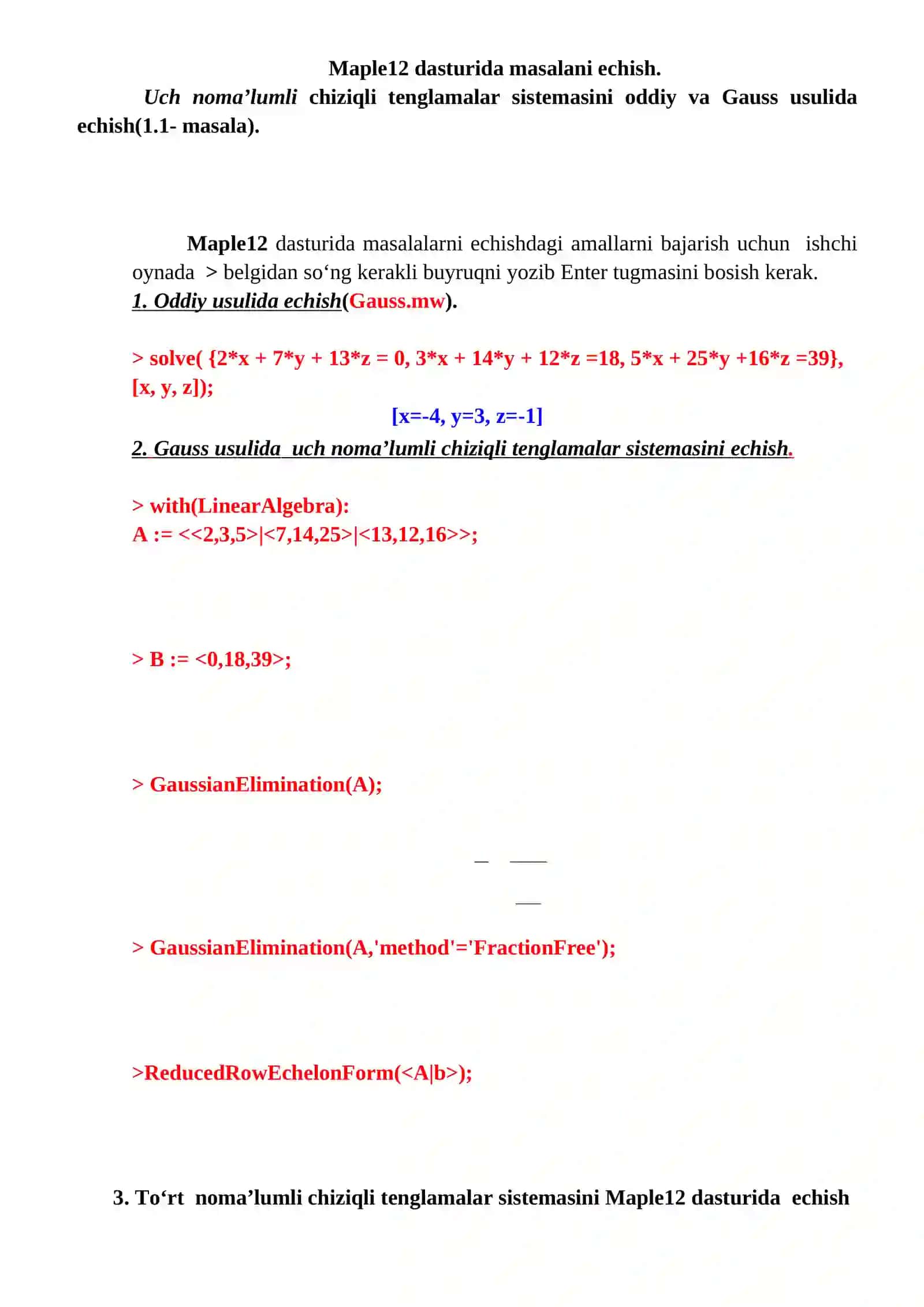 Mapleda algebra va sonlar nazariyasi masalalarini yechish 3