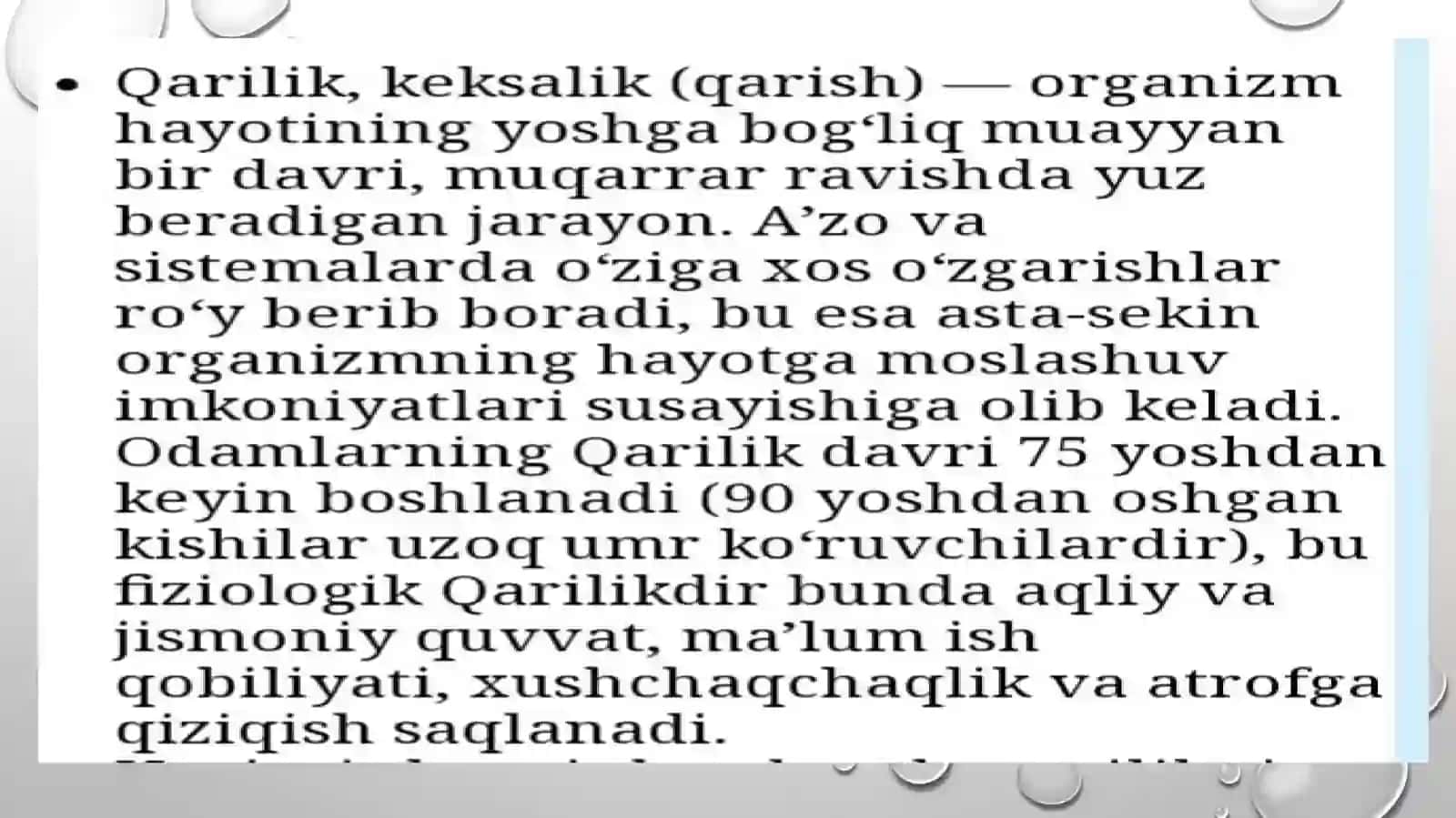 Organizmning keksayish davriga hos xususiyatlari 3