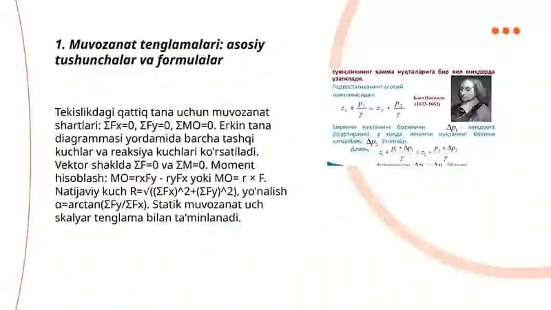 Muvozanat tenglamalari: asosiy tushunchalar va formulalar 3