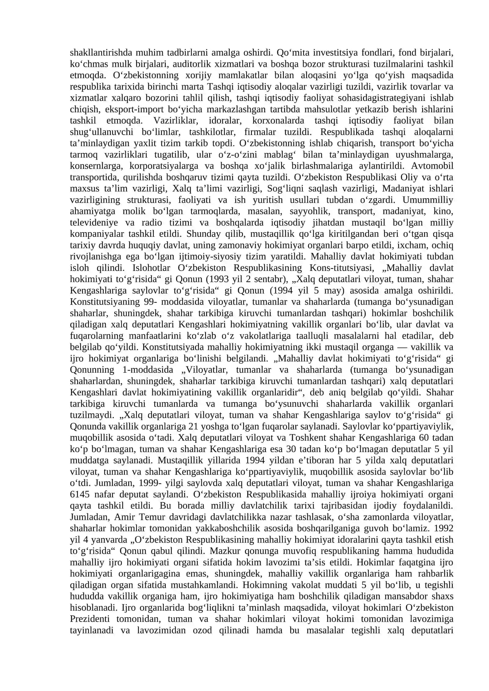 MAVZU. O‘ZBEKISTONDA DEMOKRATIK, FUQAROLIK JAMIYATI ASOSLARINING SHAKLLANISHI, AMALGA OSHIRILGAN SIYOSIY ISLOHOTLAR 3