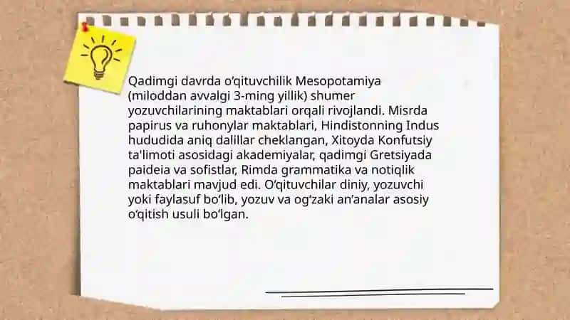 Oʻqituvchilik kasbining paydo boʻlishi va rivojlanishi 3