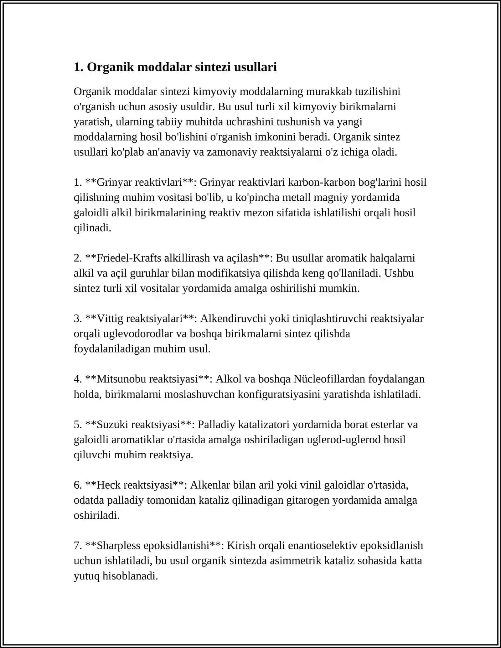 MUSTAQIL ISH Mavzu: ORGANIK MODDALAR SINTEZINING SHAKILANISHI 3