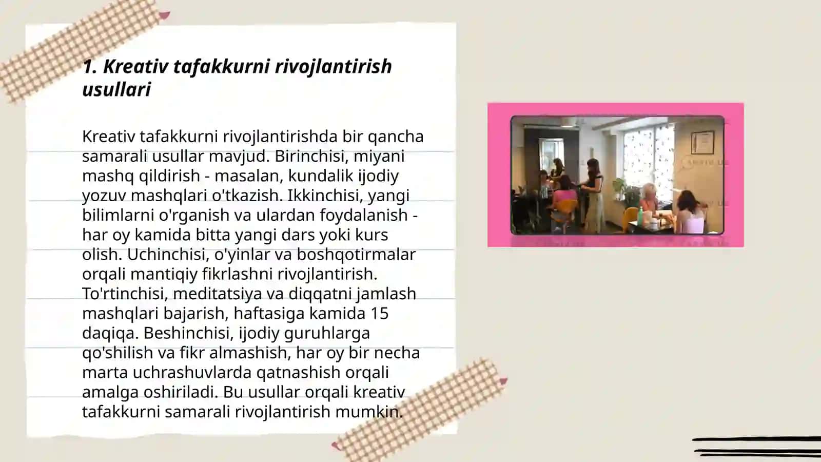 Oʻqituvchilarda kreativlikni rivojlantirish omillari.Kreativ kompetentlik 3