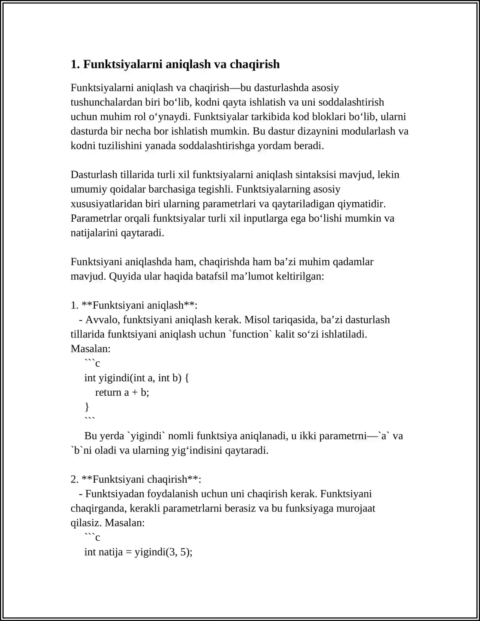 PYTHON DASTURLASH TILIDA FUNKSIYALAR BILAN ISHLASH VA UNGA DOIR DASTURLAR 3