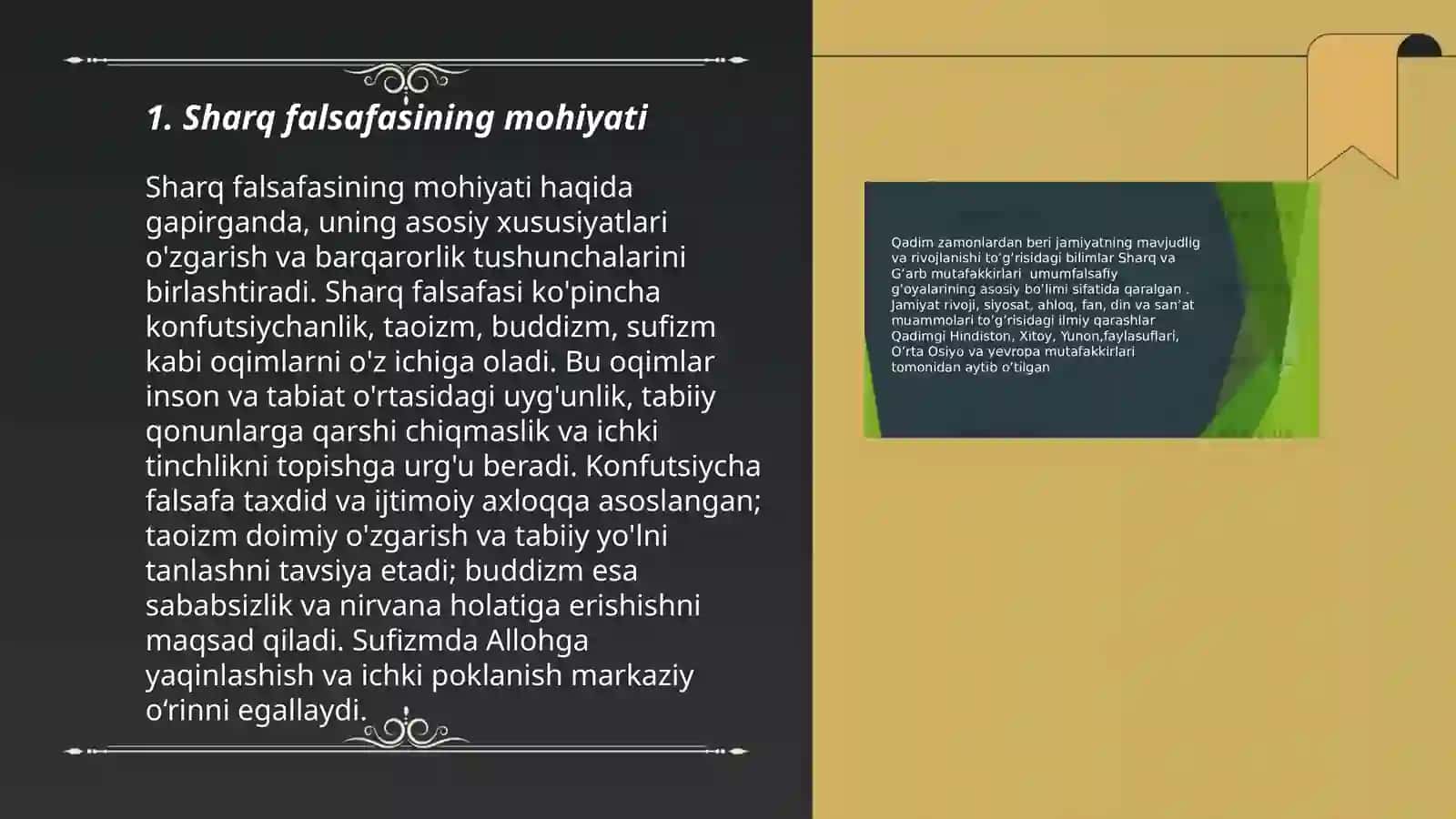 Falsafaning mohiyatiga oid Sharq va G'arb mutafakkirlari ta'riflarini tasniflash 3