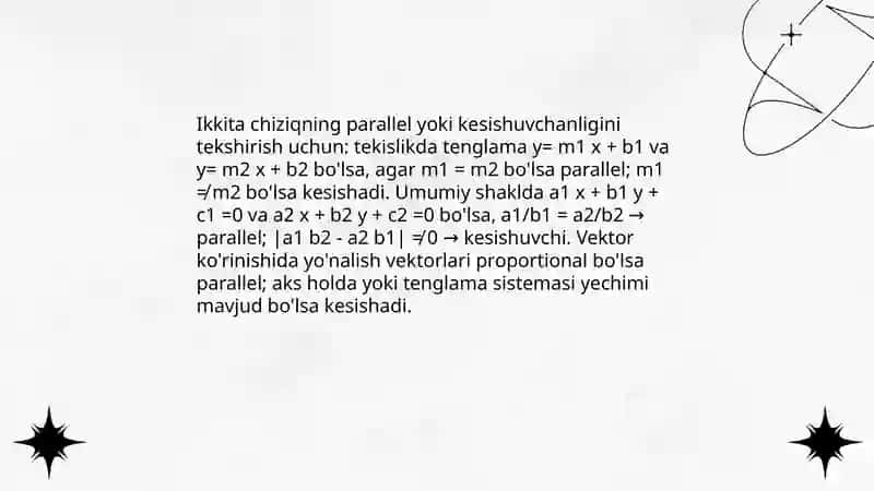 Geometrik figuralar orasidagi pozitsion va metrik munosabatlarni tekshirish 3