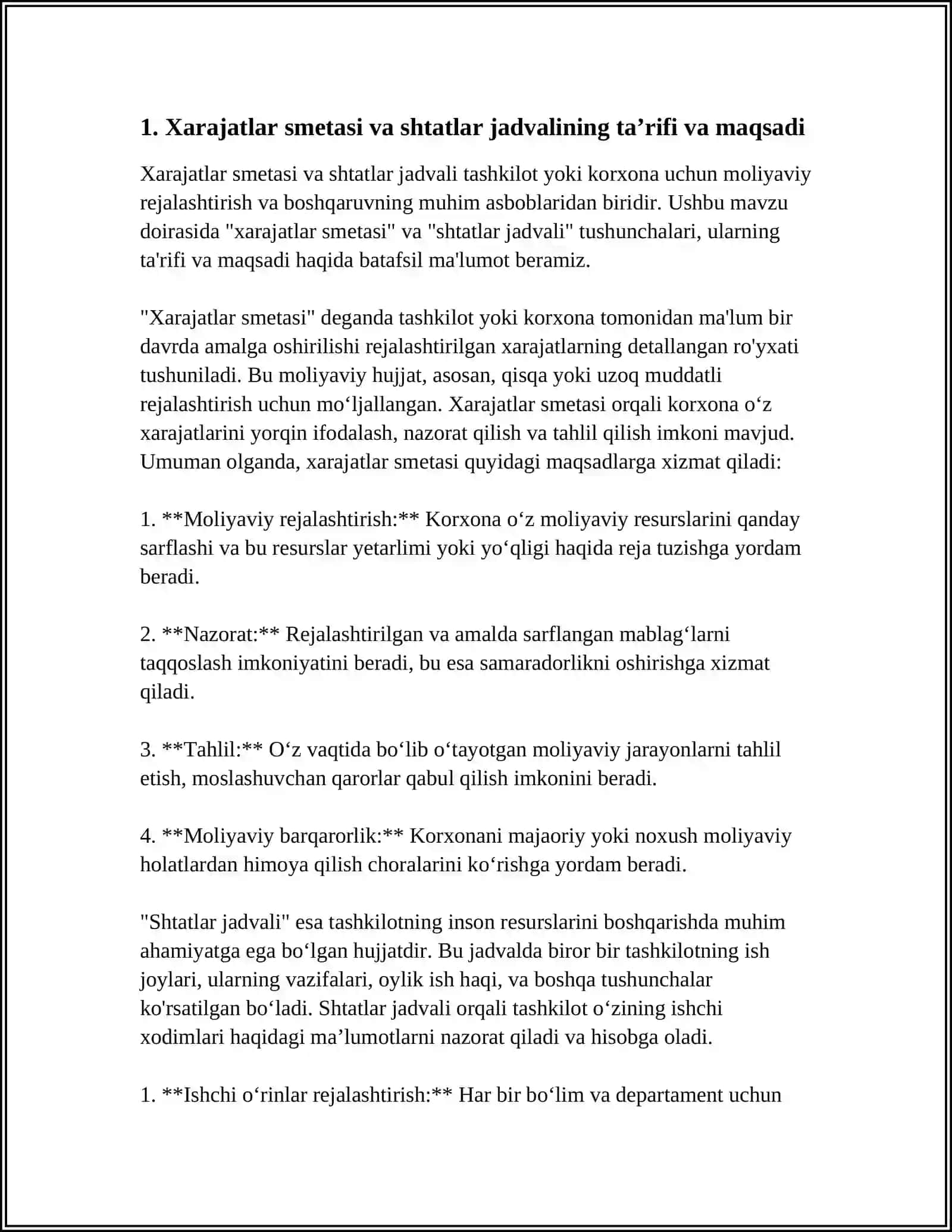 XARAJATLAR SMETASI VA SHTATLAR JADVALI 3