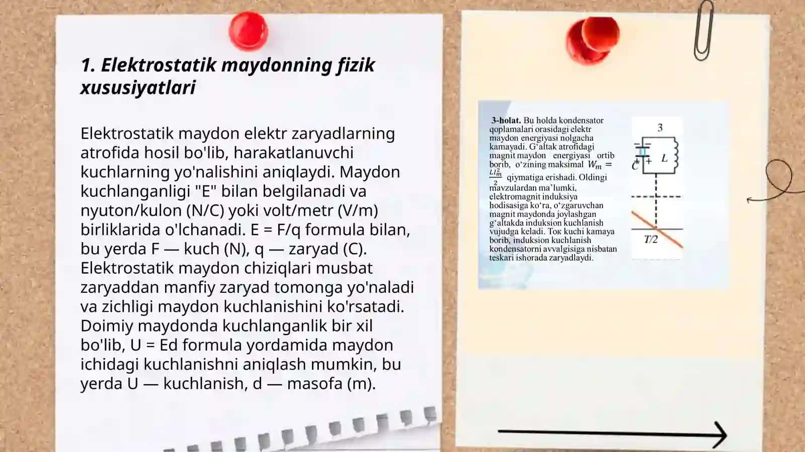 Elektrostatik maydon energiyasi zichligi 3