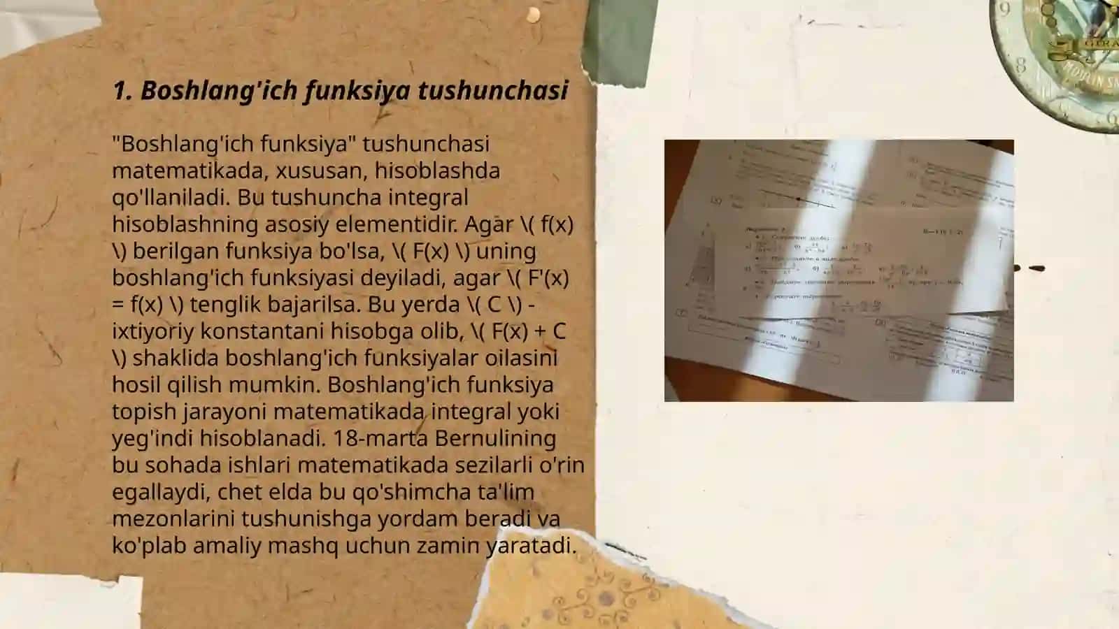 Baslang'ish funksiya jáne onı tabıw qaǵıydası 3