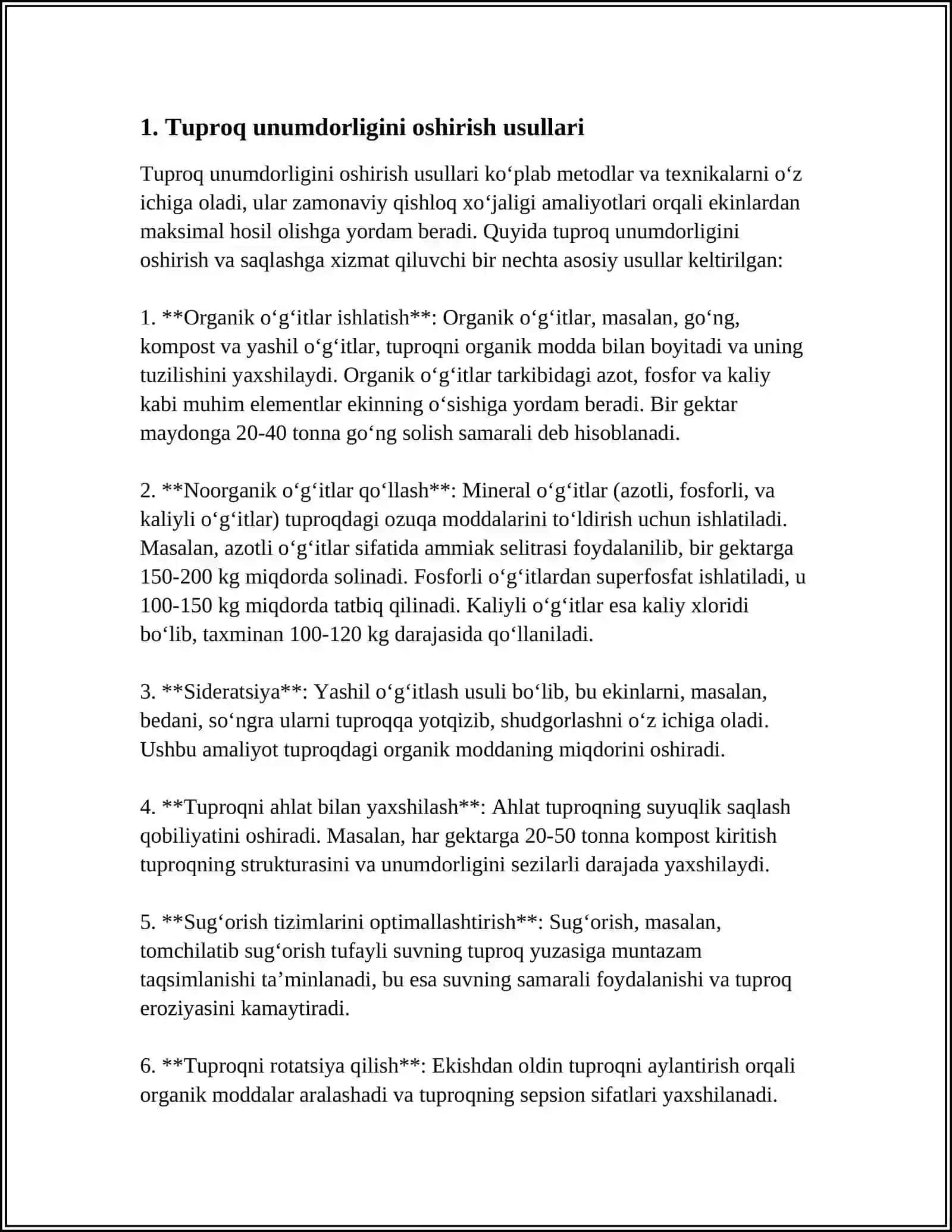 MUSTAQIL ISH Mavzu: TUPROQ MELORATSIYASI 3