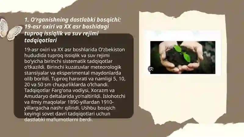 Oʻzbekiston tuproqlarining issiqlik va suv rejimlarini oʻrganish davrlari va tarixi 3