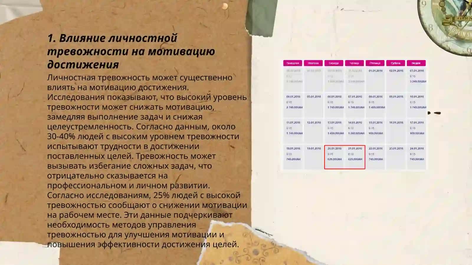 Личностное тревожность и мотив достижения 3