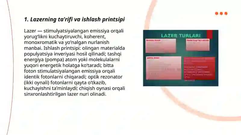 Lazerlar va ularning turlari 3