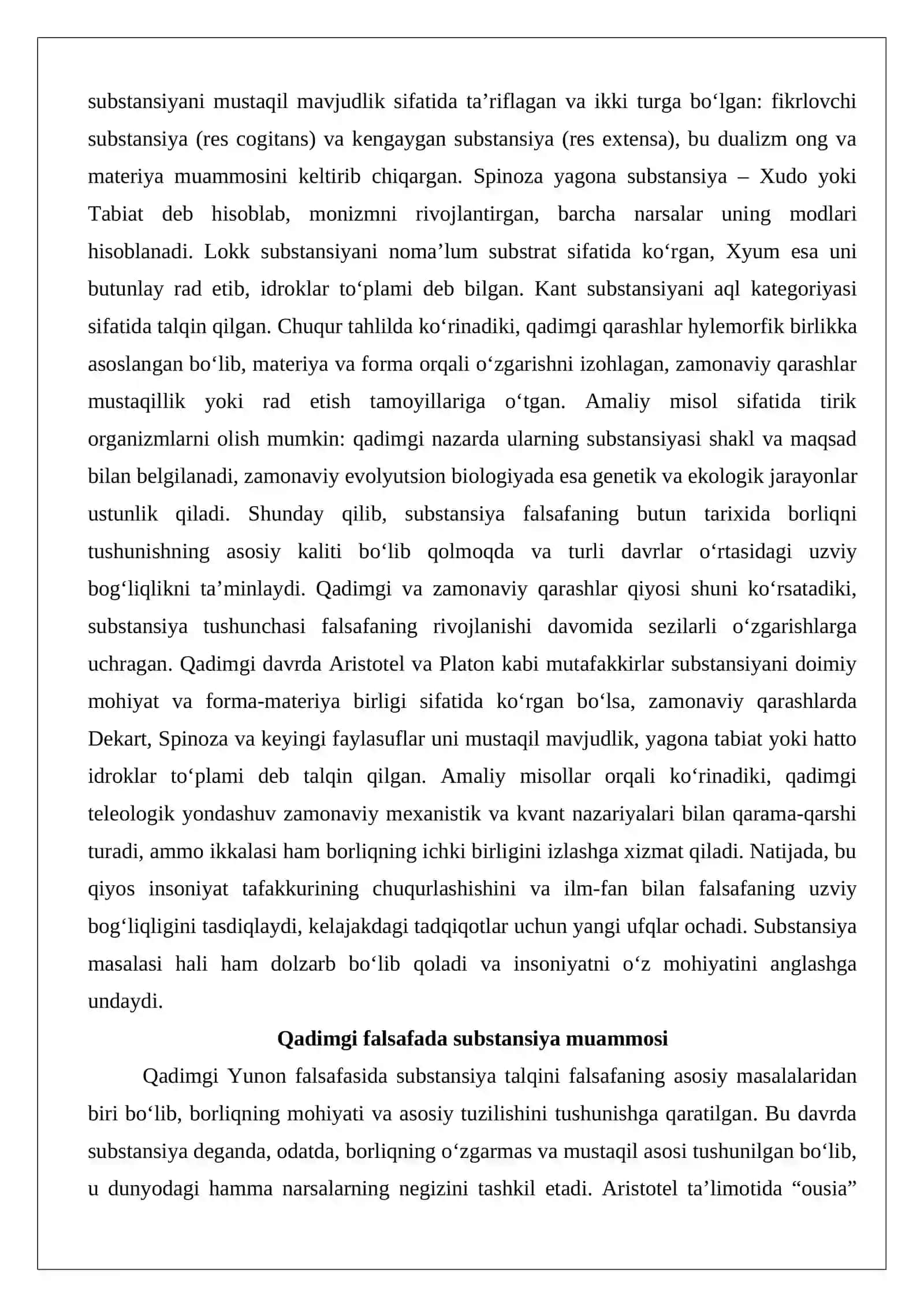 Substansiya masalasiga doir qadimgi va zamonaviy qarashlar qiyosi 3