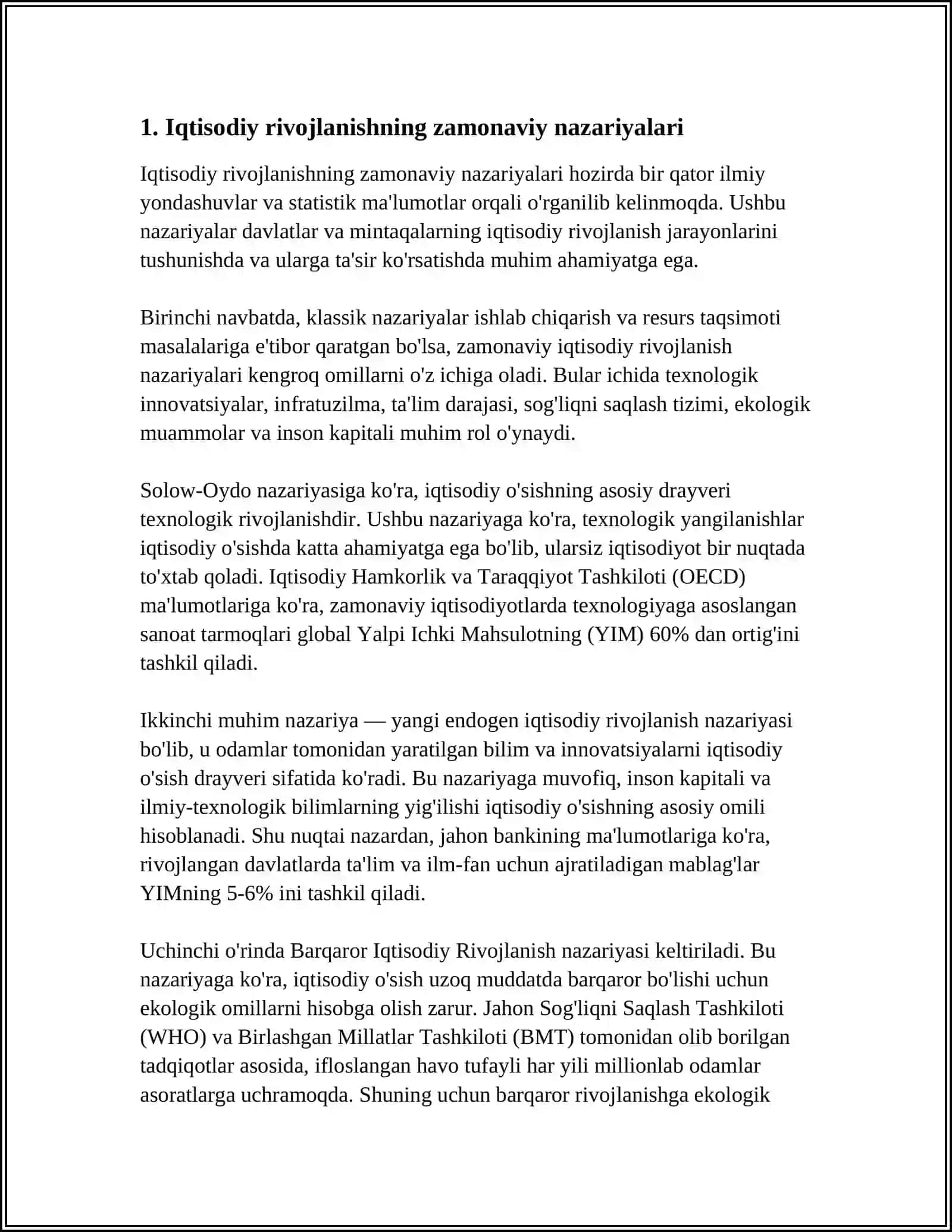 HOZIRGI ZAMON IQTISODIYOT NAZARIYASI RIVOJLANISHINING ASOSIY YOʻNALISHLARI 3