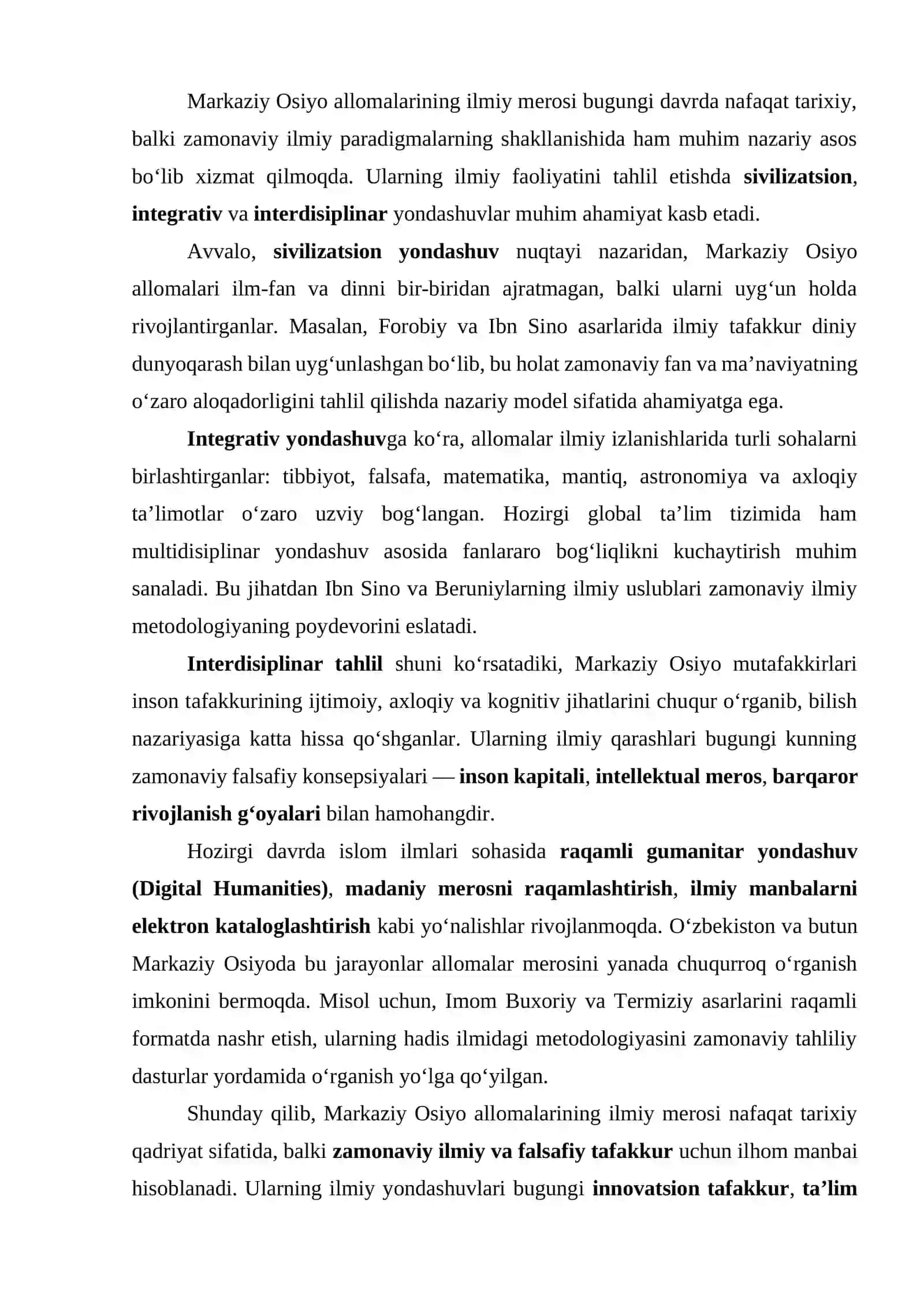 Markaziy Osiyo allomalarining islom ilmlariga qoʻshgan xissasi va ularning ahamiyati. 3