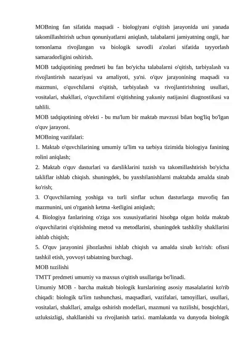 BIOLOGIYA DARSLARIGA QO`YILADIGAN METODIK TALABLAR 3