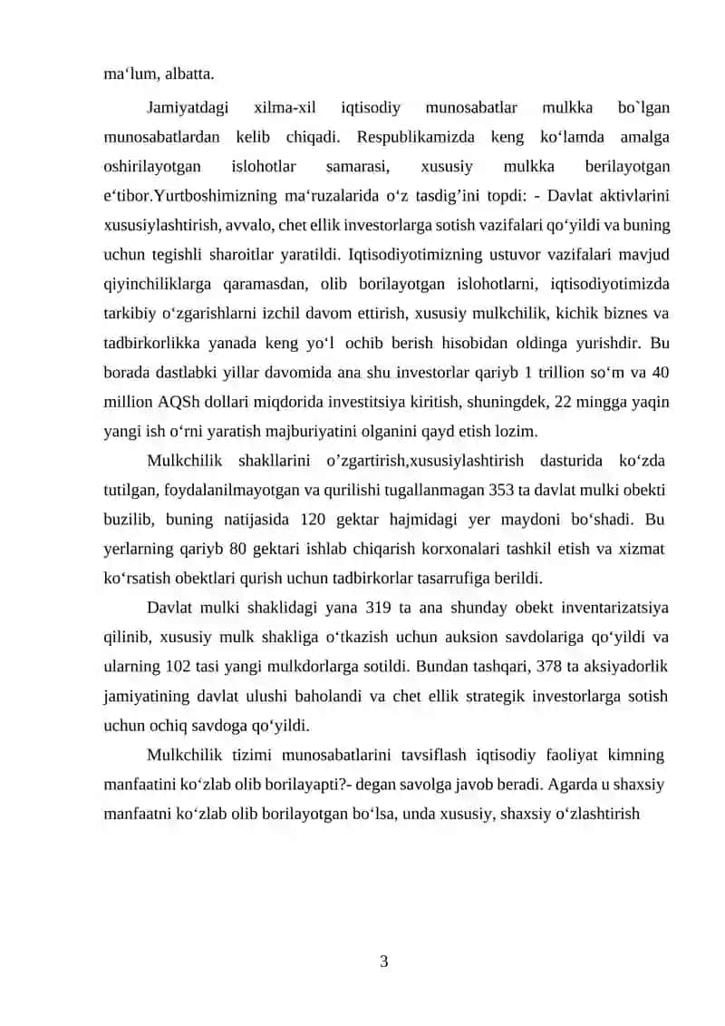 Mulkchilik shakllarini o‘zgartirish yo‘llari va usullari 3