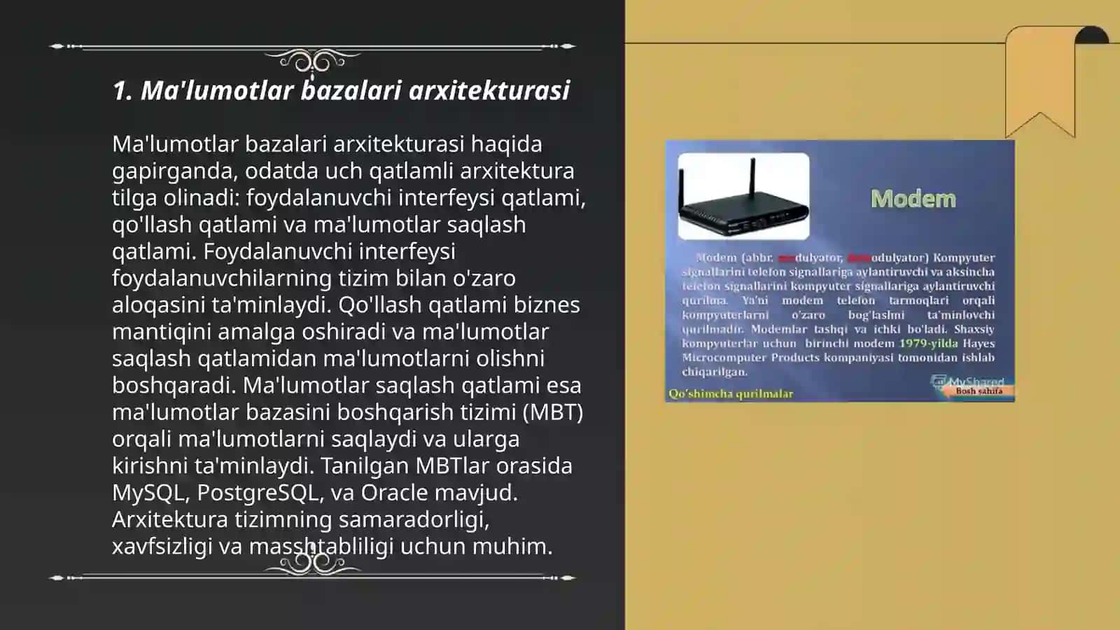 Ma'lumotlar bazalari arxitekturasi 3