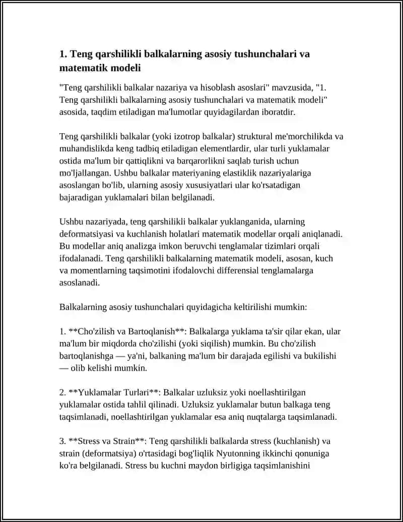Teng Qarshilikli Balkalar Nazariya va Hisoblash Asoslari 3