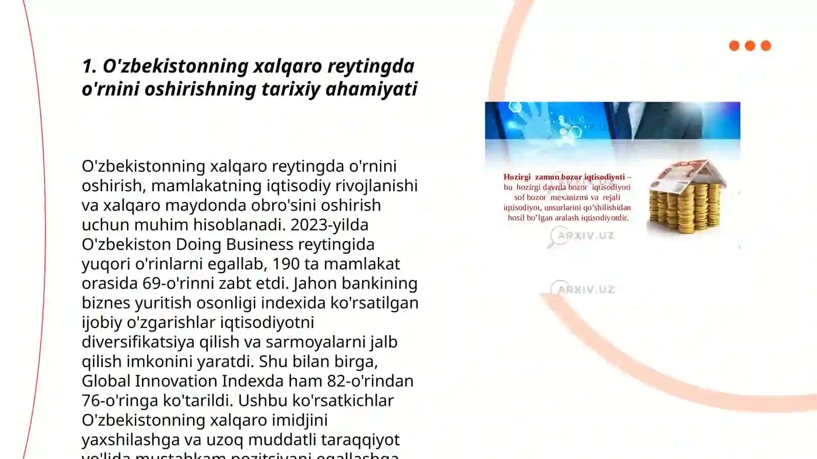 O’zbekistonni xalqaro reytingidagi ko’rsatgichlarini ko’tarishining tarixiy va siyosiy ahamiyati 3