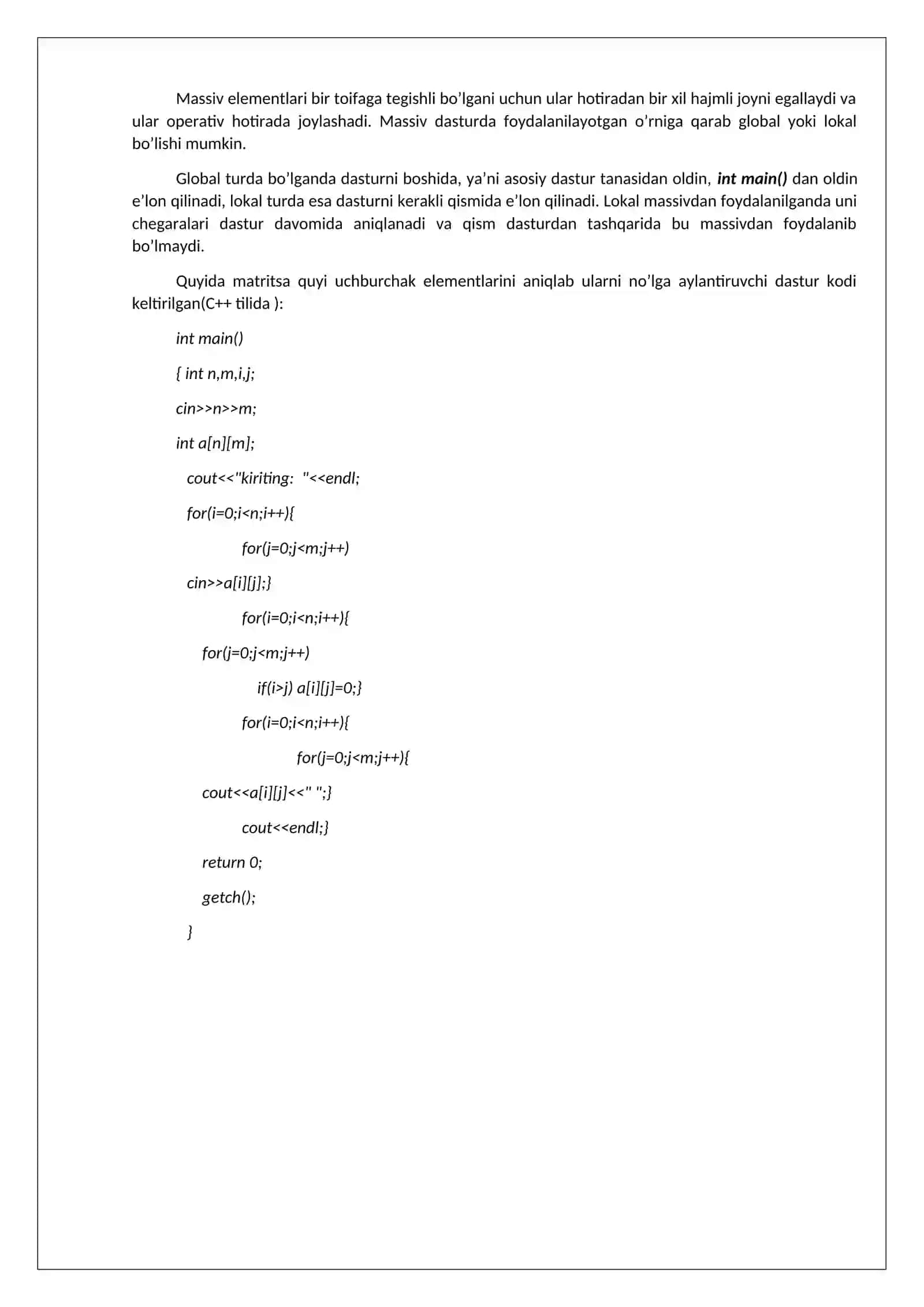Statik ma’lumotlar tuzilmasi haqida tushuncha 3