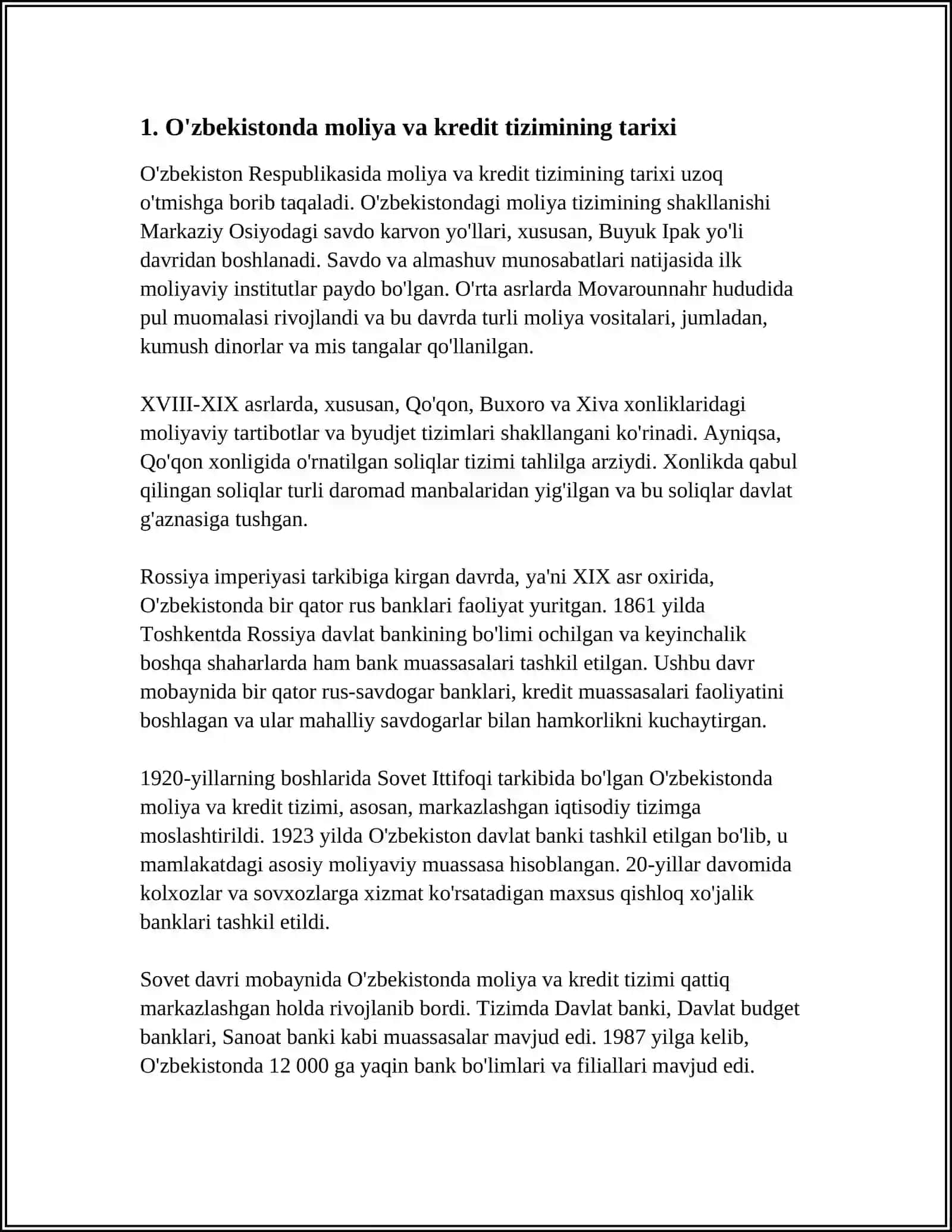 OZBEKISTONDA MOLIYA KREDIT TIZIMI 3