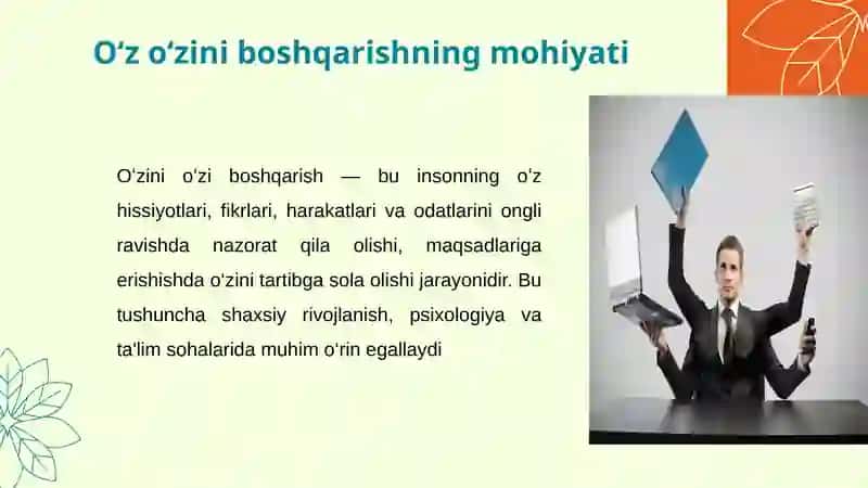 Oʻzini oʻzi boshqarish - faoliyat sifatida 3
