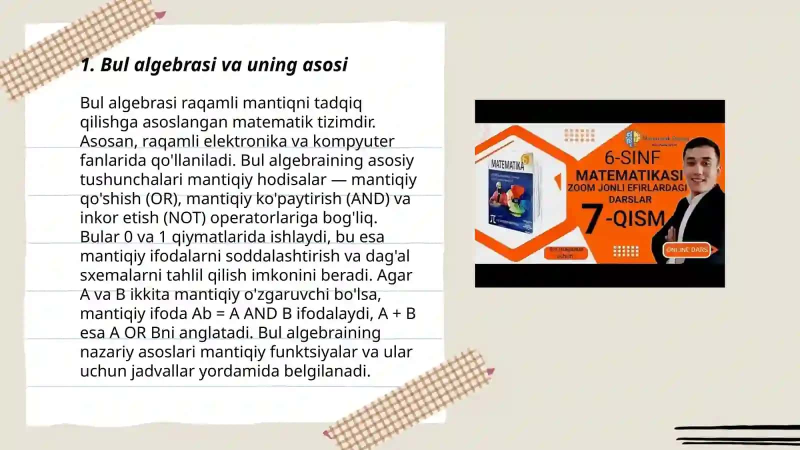 Bul algebrasi asoslari 3