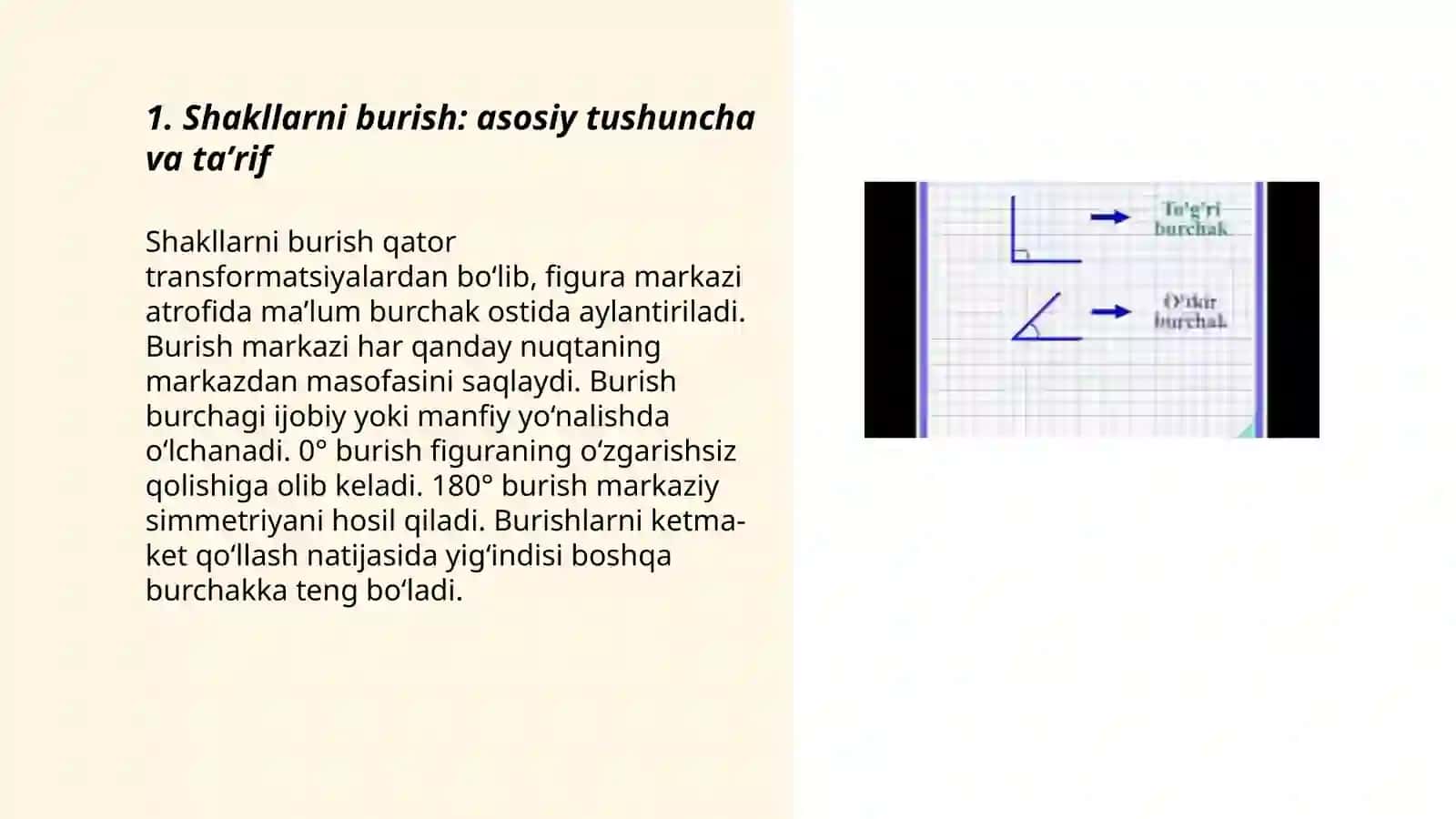 Shakllarni burish. Burchak simmetriyasi 3