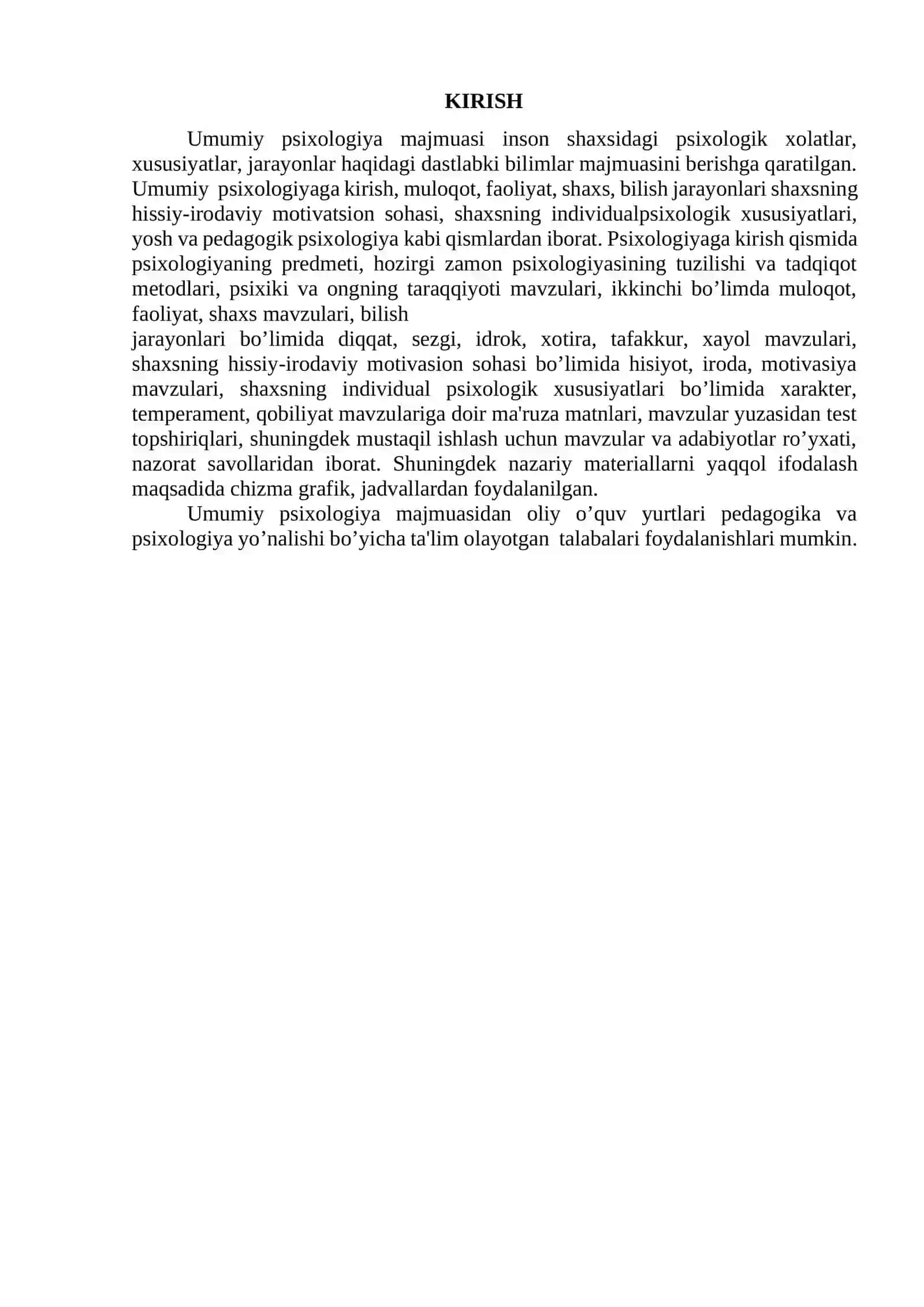UMUMIY PSIXOLOGIYA fanidan O‘ Q U V –U S L U B I Y M A J M U A 3
