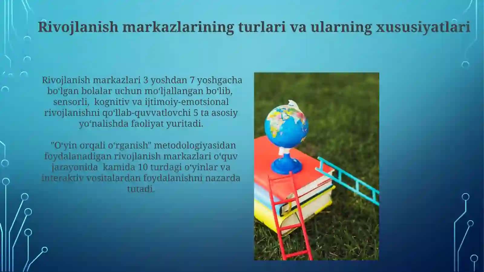 Chet el mamlakatlaridagi maktabgacha ta'lim tashkilotlarida rivojlantiruvchi markazlarni tashkil etilishi 3