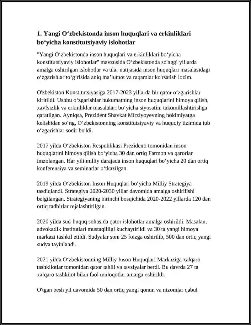 Yangi O'zbekistonda inson huquqlari va erkinliklari kafolatinin yaratilishi 3