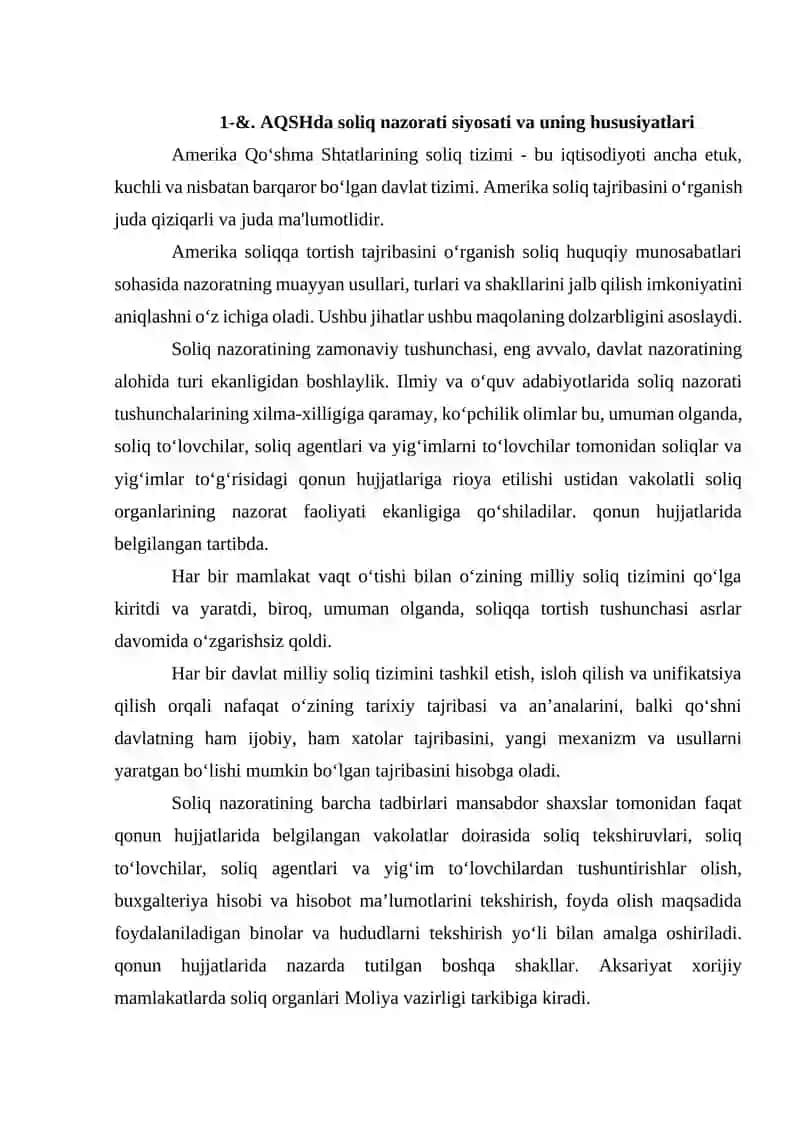 AMERIKA QO‘SHMA SHTATLARIDA SOLIQ NAZORATINI AMALGA OSHIRISH VA UNING HUQUQIY ASOSLARI 3