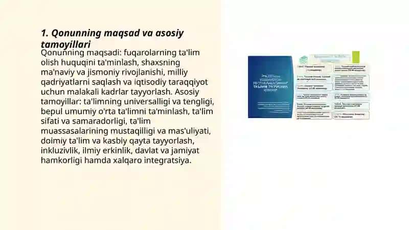 O’zbekiston Respublikasining “Ta’lim to’g’nsida”gi Qonuni 3