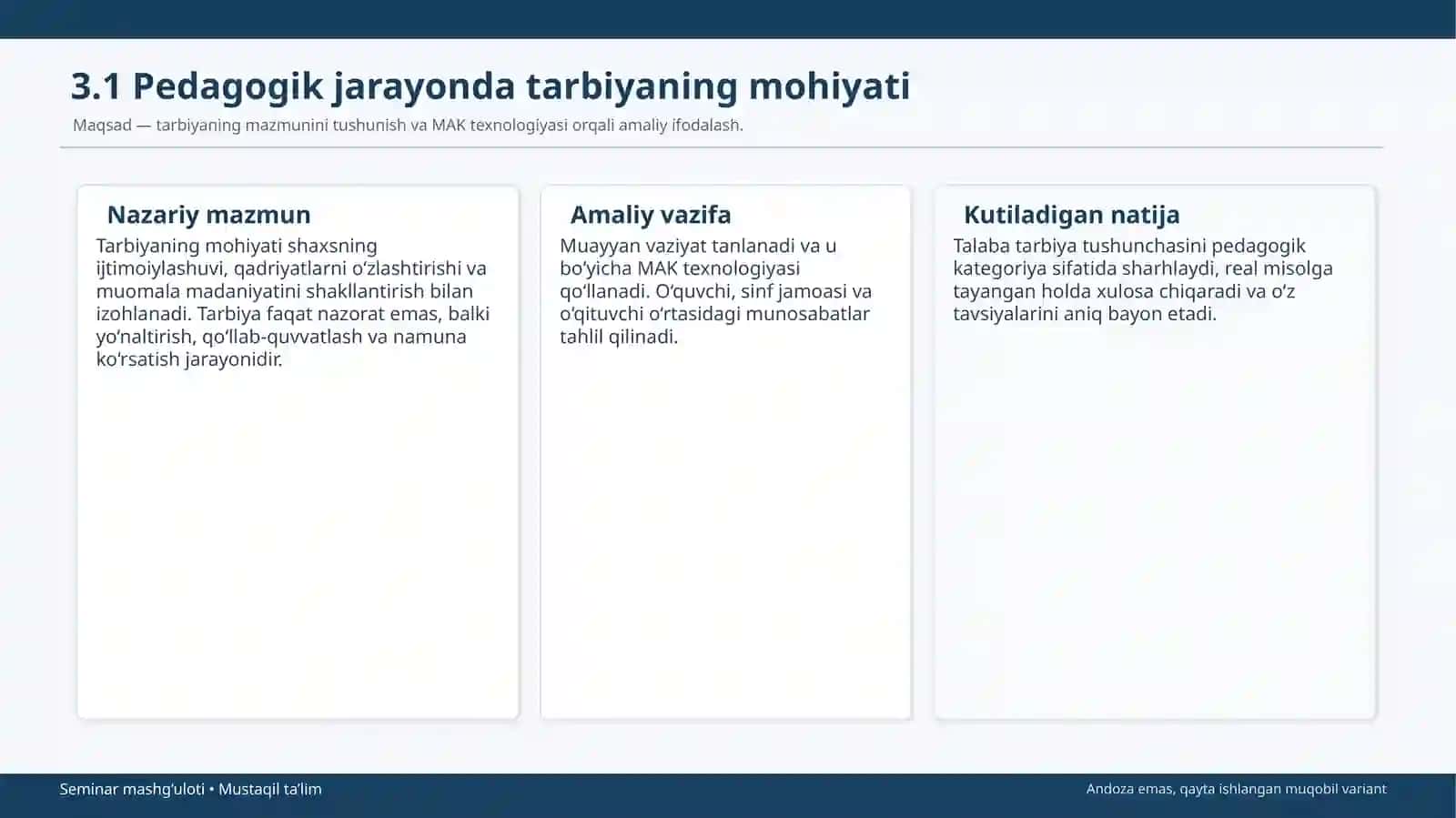 MUSTAQIL TA’LIM TOPSHIRIQLARI 3