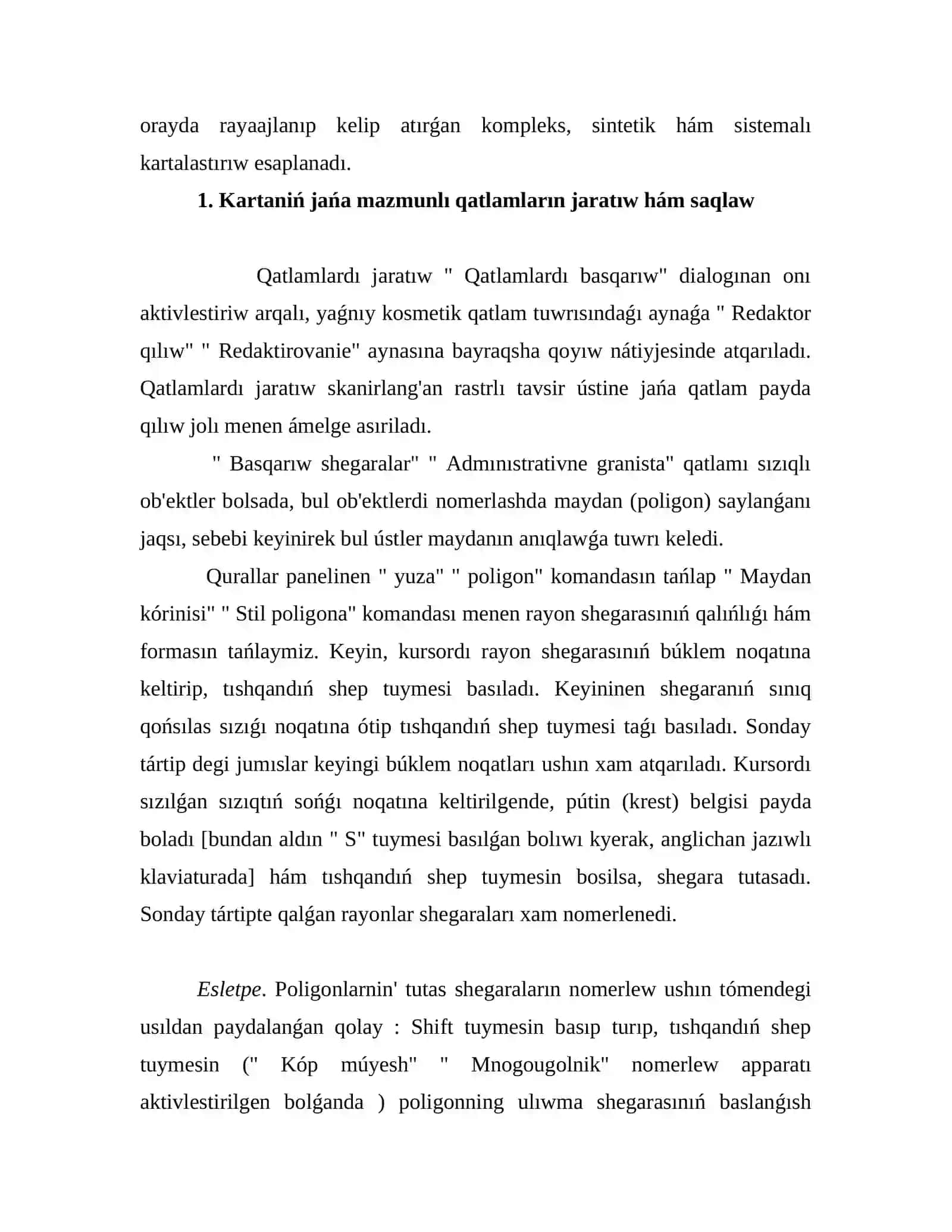 Kartaniń jańa mazmunlı qatlamların jaratıw hám saqlaw 3
