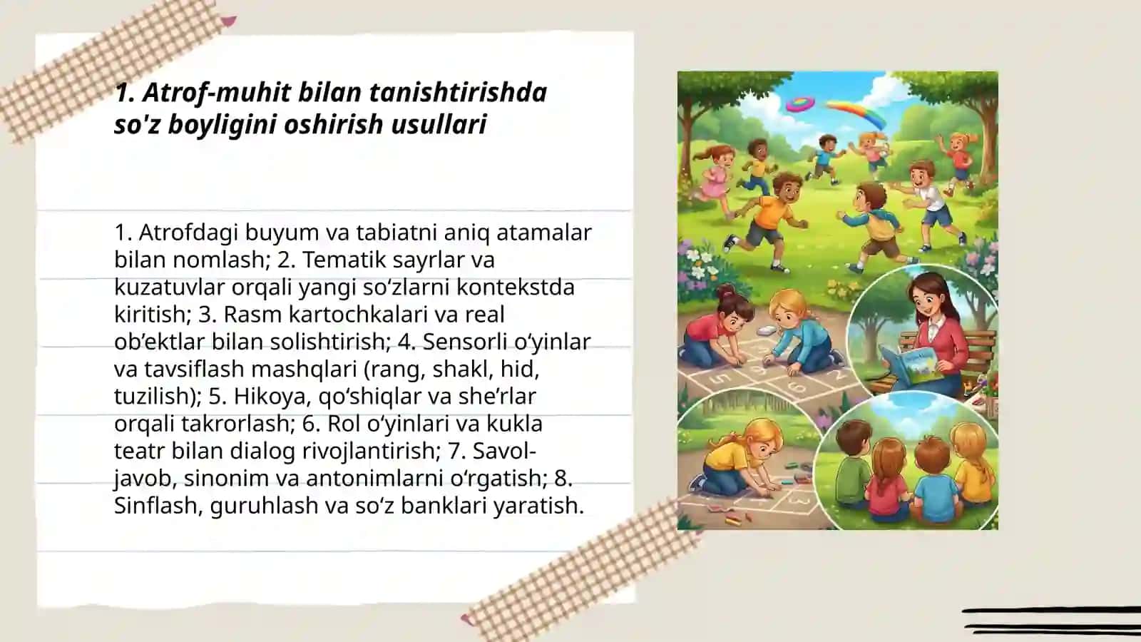 Maktabgacha yoshdagi bolalarni tevarak atrof bilan tanishtirish orqali nutqini rivojlantirish 3