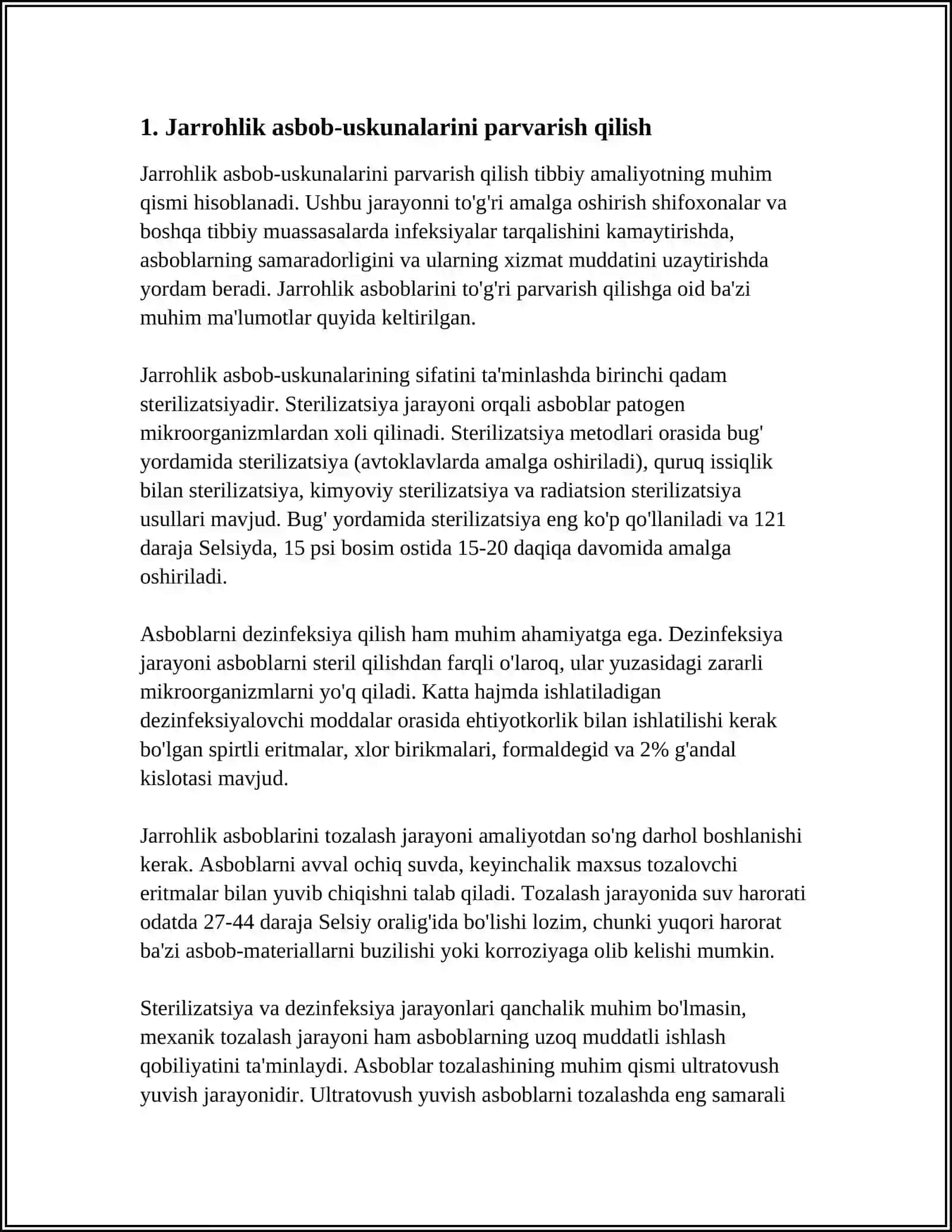 XIRURGIK STOMANI PARVARISH QILISH 3