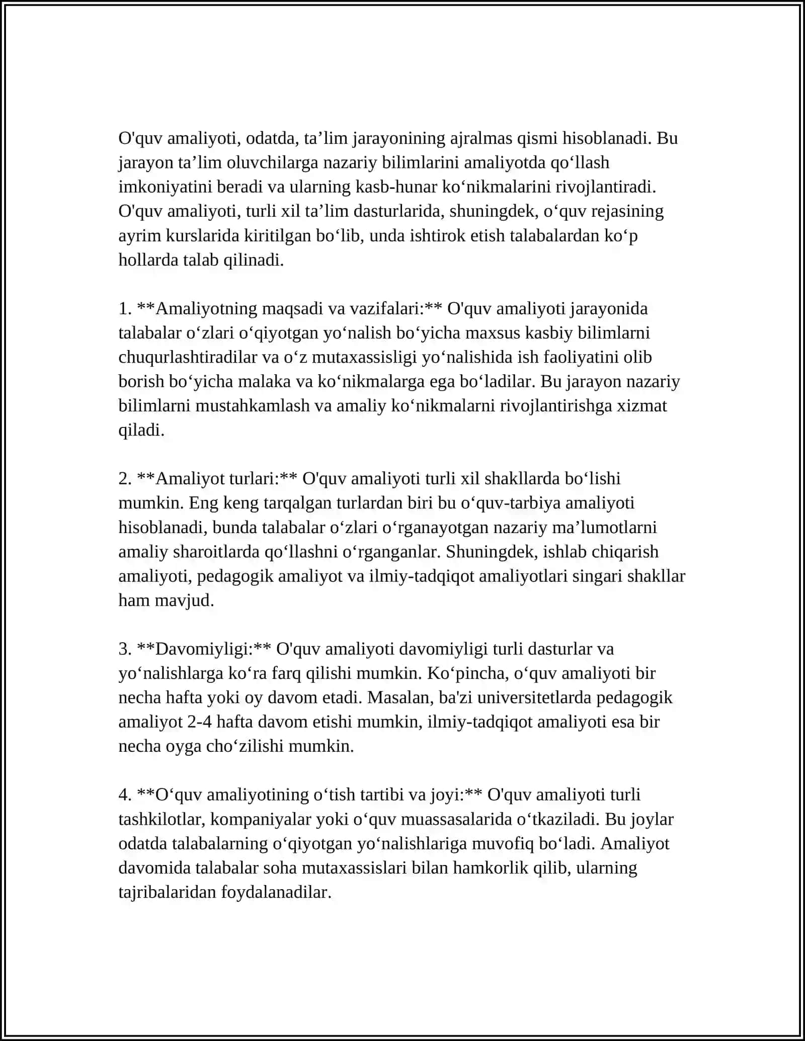 TALABALARNI UMUMTA’LIM MAKTABLARIDA TASHKIL ETILADIGAN OʻQUV VA PEDAGOGIK AMALIYOTIGA TAYYORLASH 3