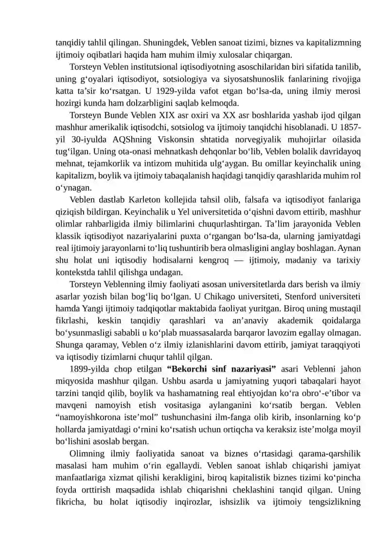Torsteyn Veblenning konsepsiyasi 3