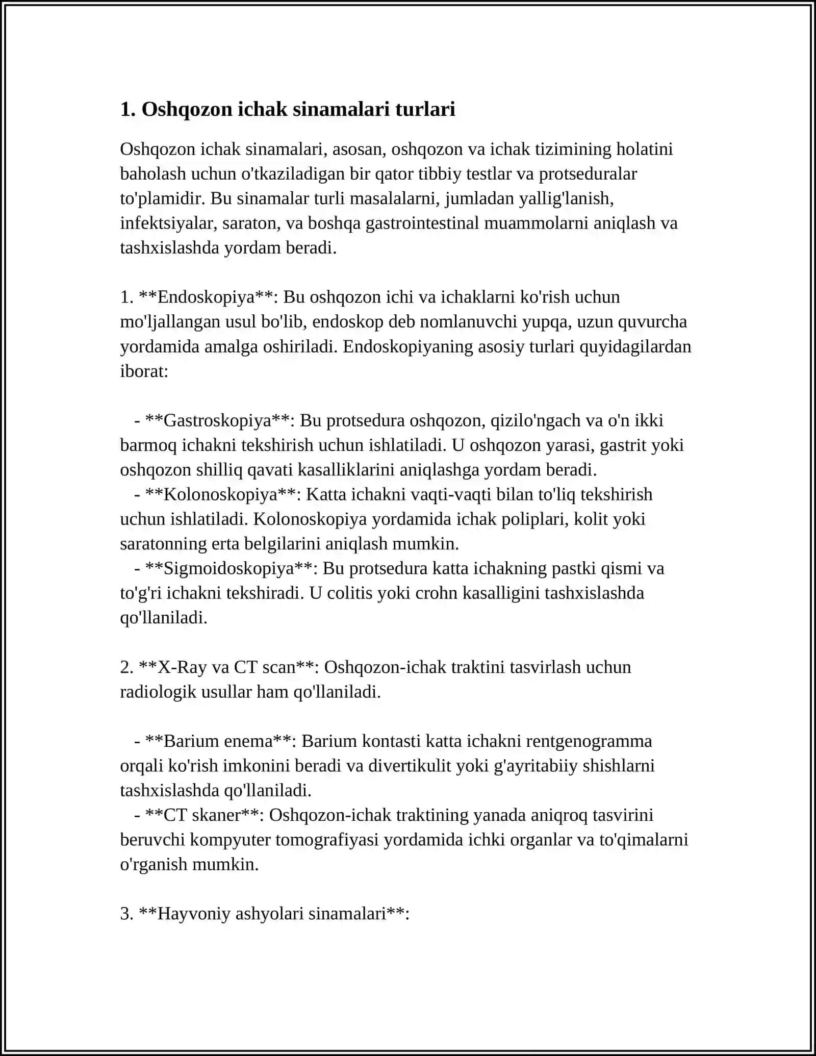 Oshqozon ichak sinamalari va ularning qo'llanilishi 3
