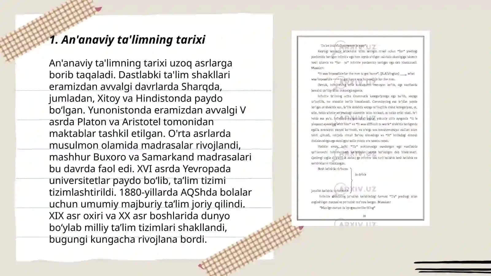 An'anaviy ta'limning tarixi 3