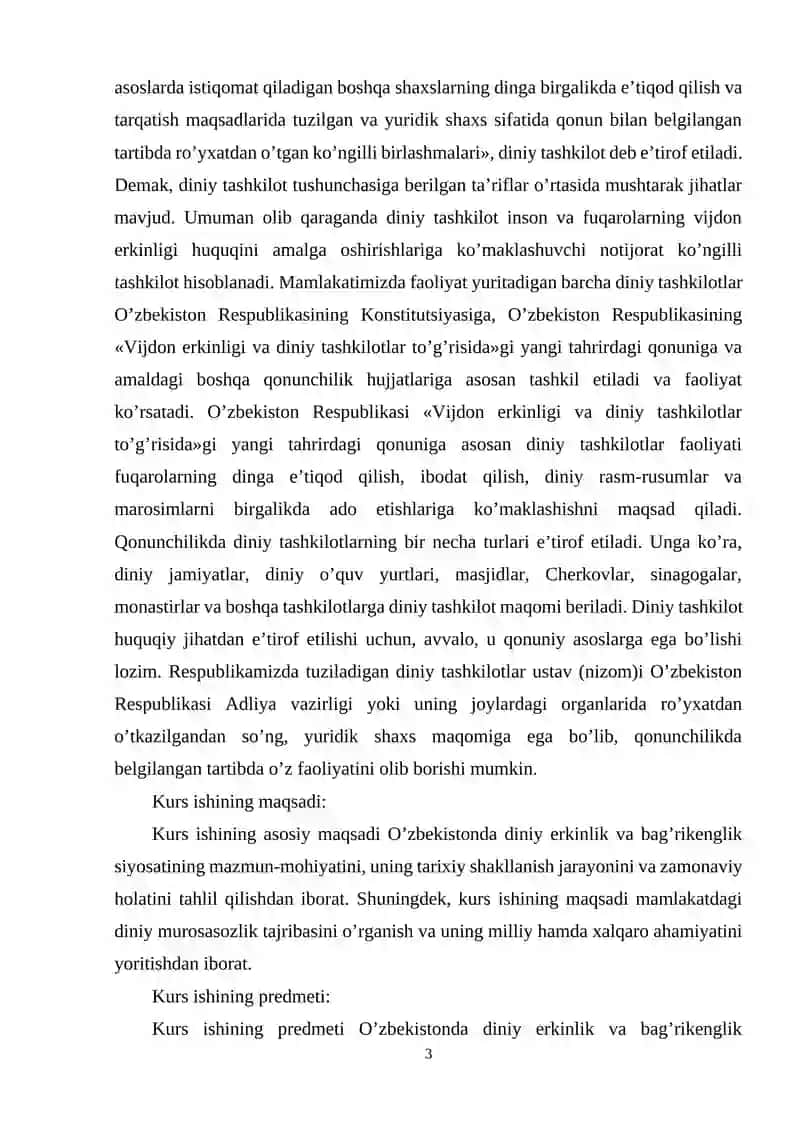 Inson va fuqarolarning vijdon erkinligi huquqini amalga oshirishlarida diniy tashkilotlarning muhim o’rni 3