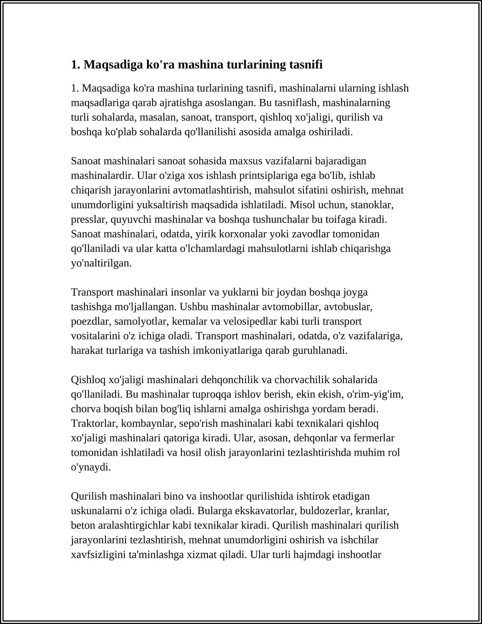 MASHINA TURLARINING TASNIFI 3
