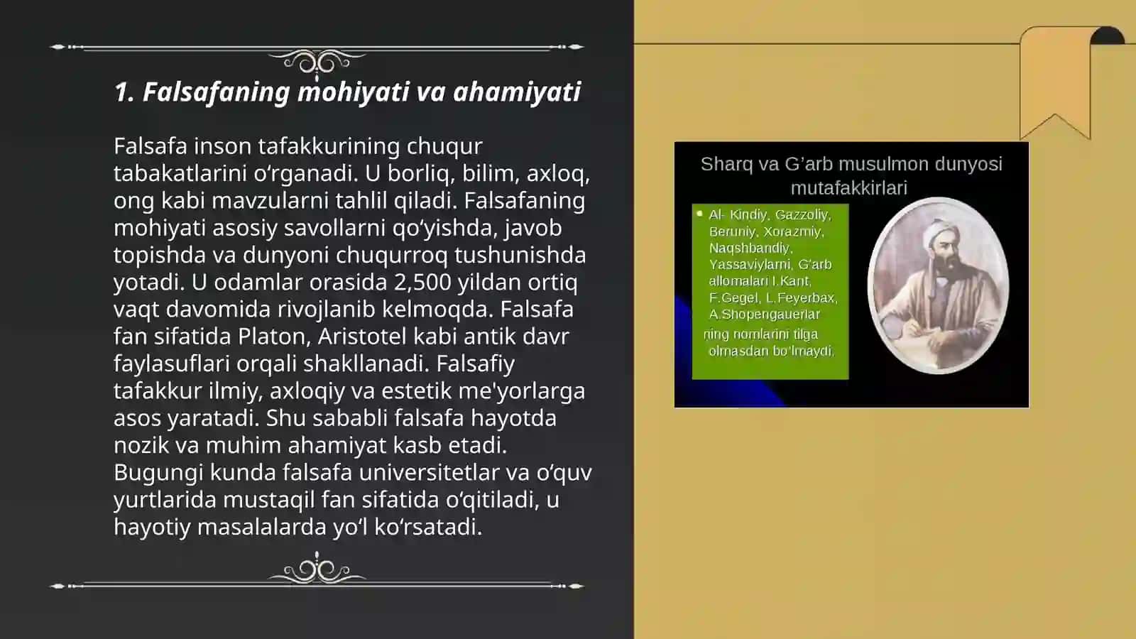 Falsafaning mohiyatiga oid Ĝarb va Sharq mutafakkirlari tariflarini tasniflash 3