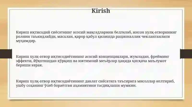 Xulq-atvor iqtisodiyotining davlat iqtisodiy siyosatiga ta'siri va uni baholash 3