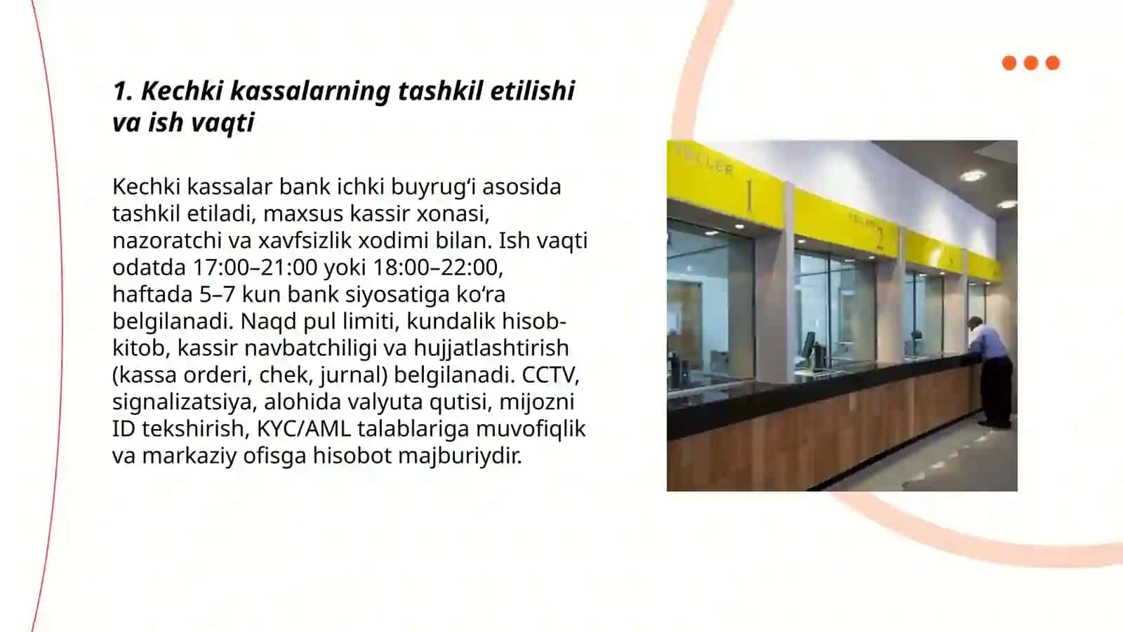 Banklarda kechki kassalarning faoliyati 3